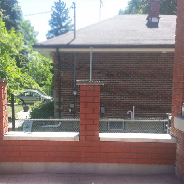 Decorative Brick Patio Wall, with stone Cap